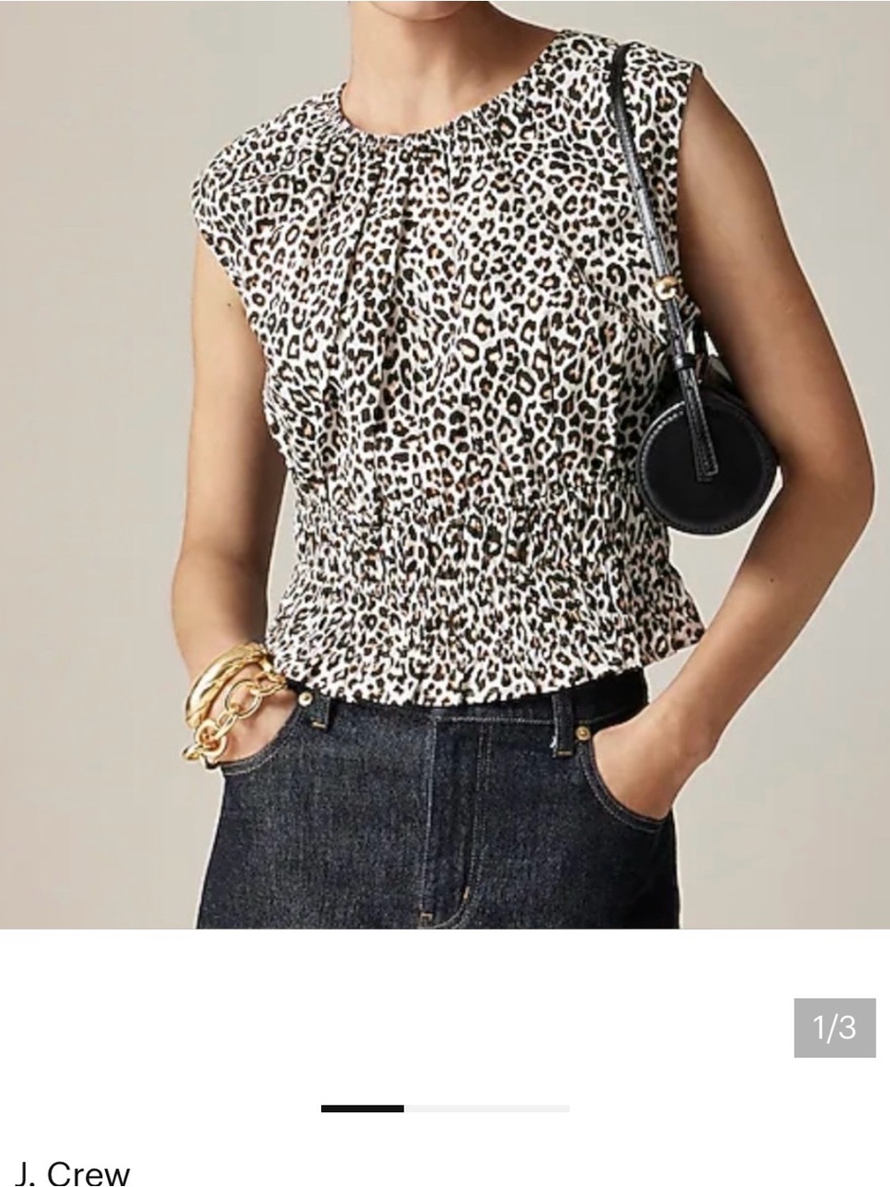 J. Crew Women’s Hyacinth top in Leopard Cotton Poplin - Black White Brown